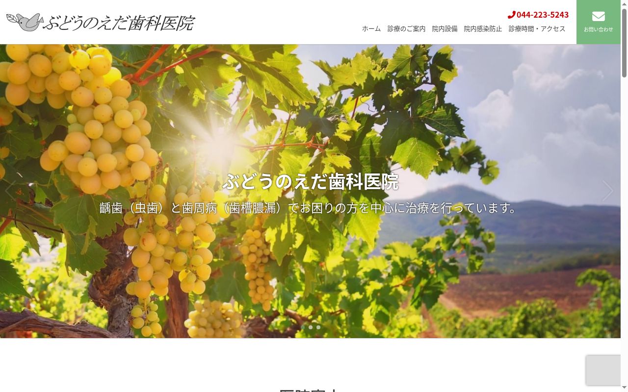 ぶどうのえだ歯科医院の公式サイトのスクリーンショット