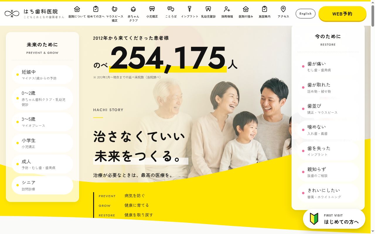 医療法人 星樹会 はち歯科医院の公式サイトのスクリーンショット