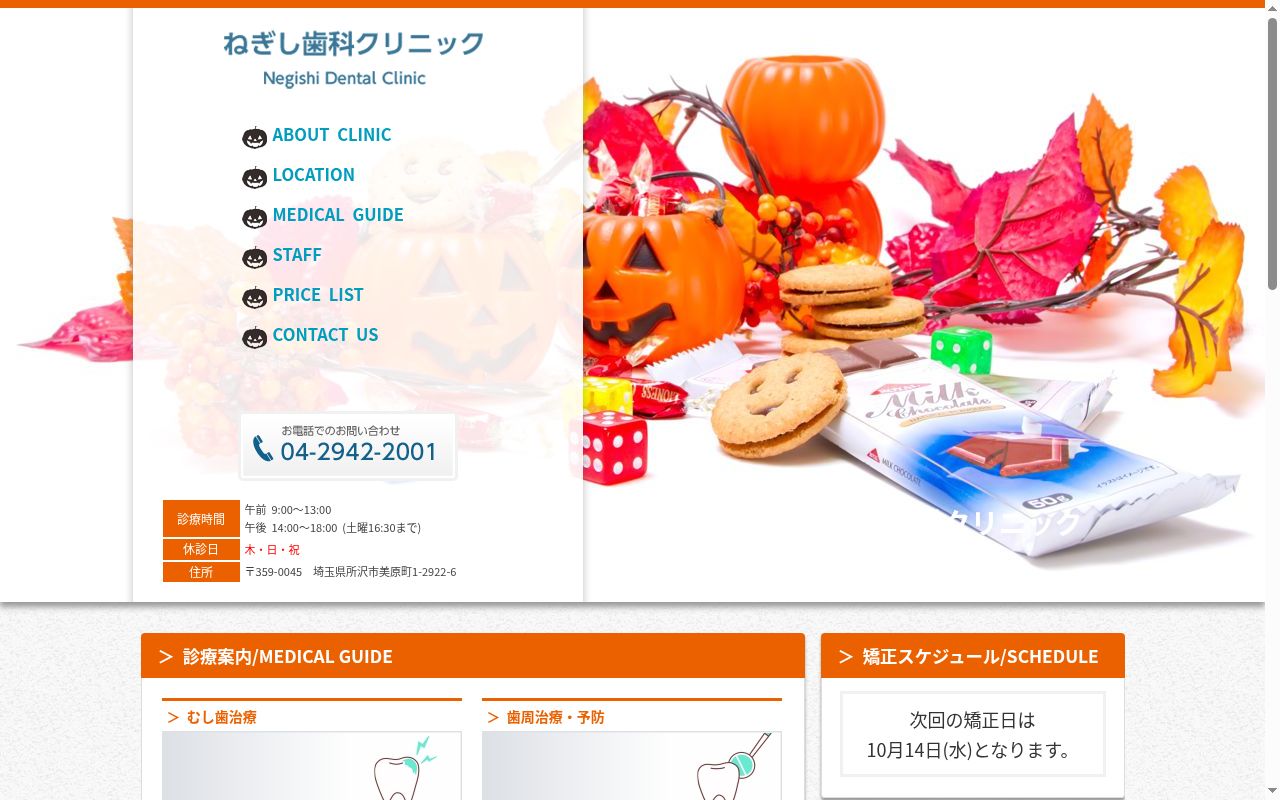 ねぎし歯科クリニックの公式サイトのスクリーンショット
