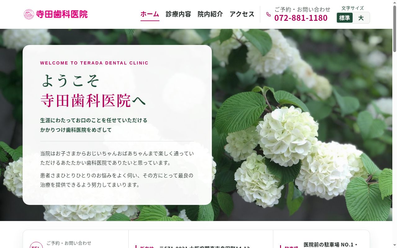 寺田歯科医院の公式サイトのスクリーンショット