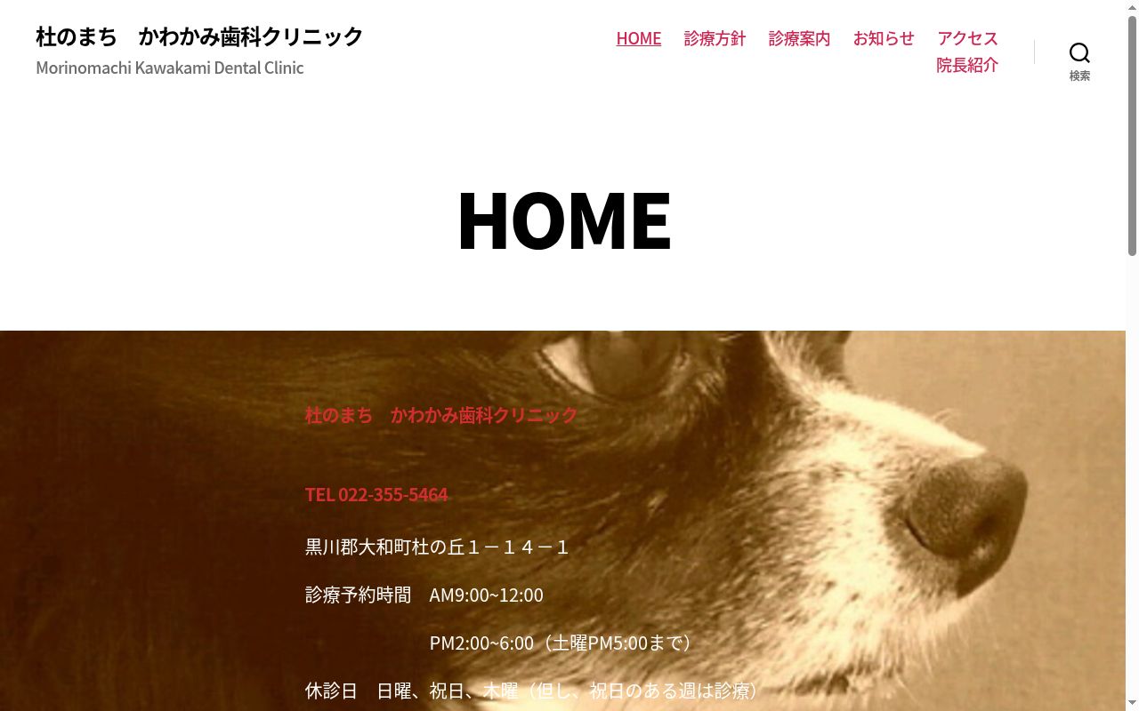 杜のまち　かわかみ歯科クリニックの公式サイトのスクリーンショット