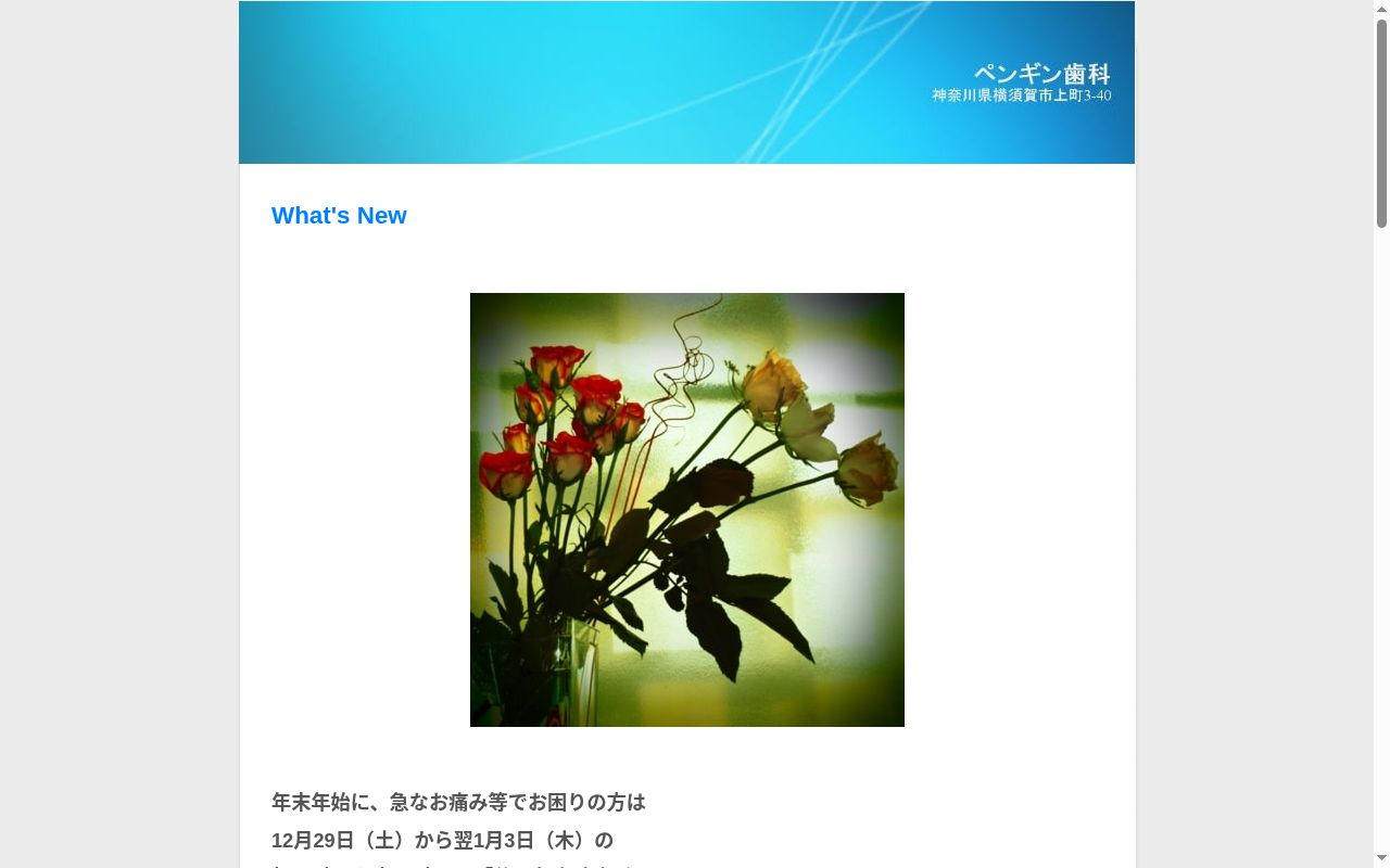 ペンギン歯科の公式サイトのスクリーンショット